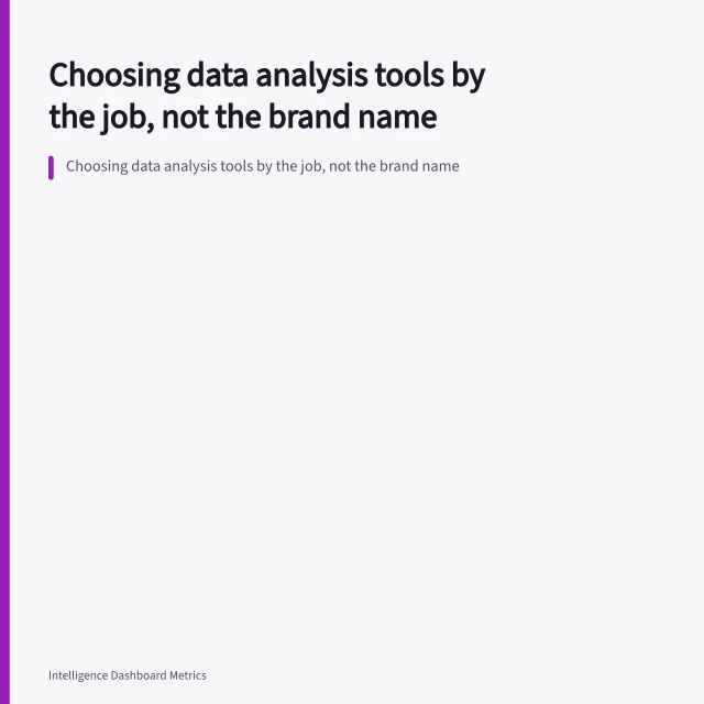 Choosing data analysis tools by the job, not the brand name. Choosing data analysis tools by the job, not the brand name
