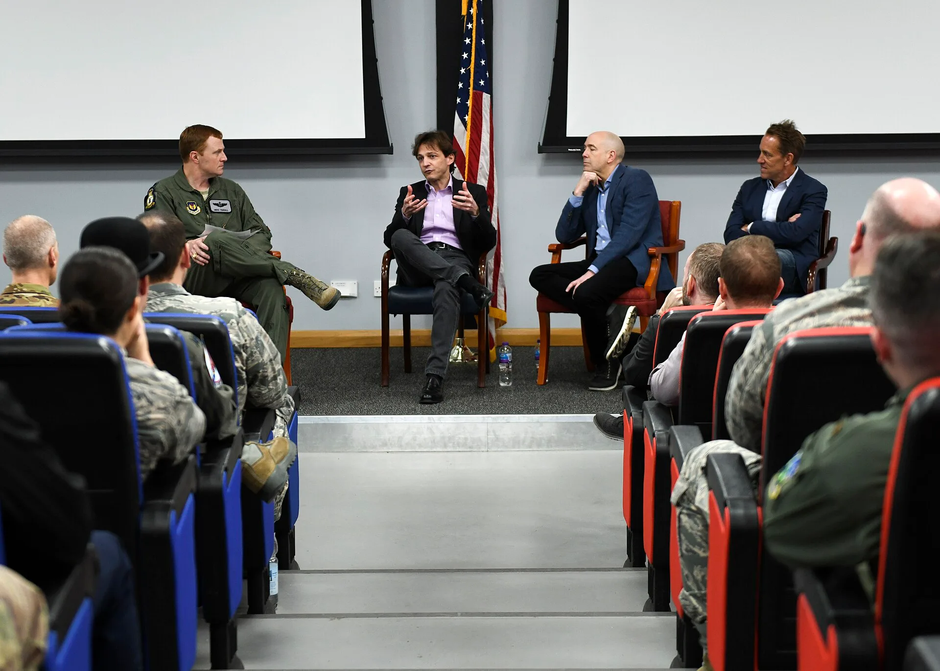 Lt. Col. Timothy Tendall, 48th Fighter Wing chief of flight safety, leads a discussion between three business leaders and U.S. Air Force officers during a leadership panel at Royal Air Force Lakenheath, England, in the Strike Eagle Complex auditorium March 1. The event’s topics included how the pane. Business intelligence mistakes: most happen around the team, not in it