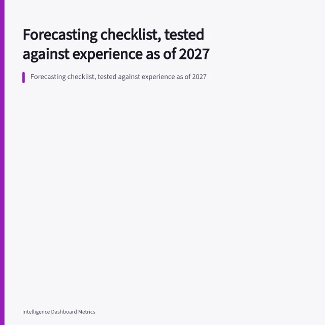 Forecasting checklist, tested against experience as of 2027. Forecasting checklist, tested against experience as of 2027