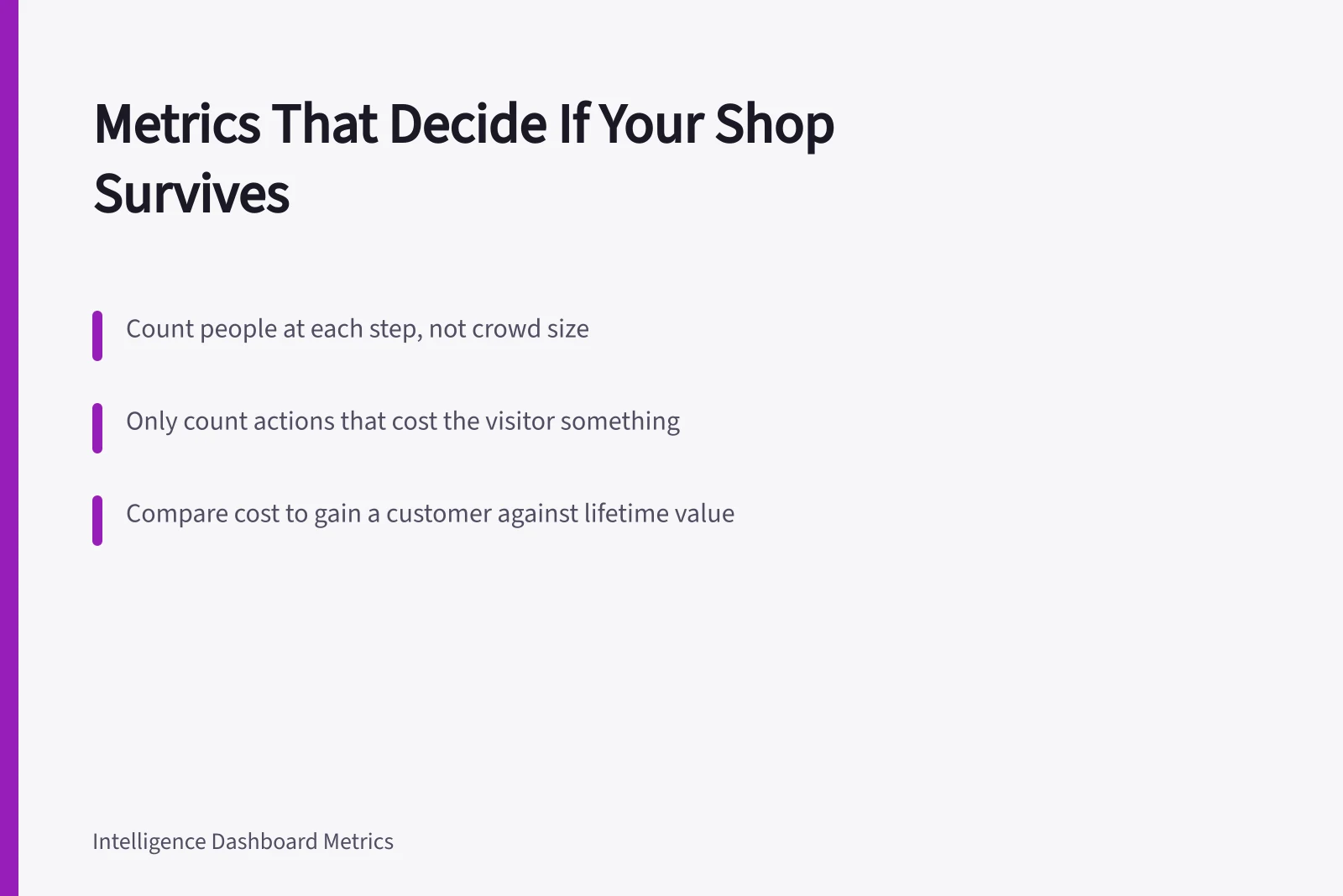 Card showing customer metrics steps and survival numbers. Online business ideas metrics and the details that decide it (2027 update)